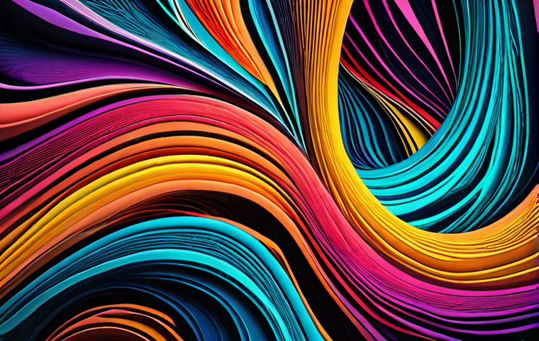 **Abstract generative art created with Processing.** The artwork features vibrant colors, dynamic lines, and interactive elements inspired by nature. The style is modern and digital.