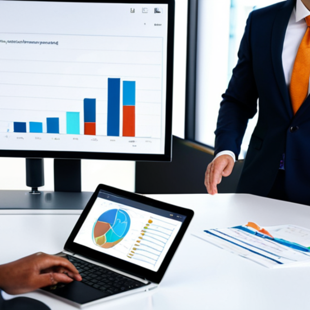 Interactive Business Report**
"A professional business analyst presenting an interactive digital dashboard report to colleagues in a modern office setting, fully clothed in appropriate business attire. The dashboard features clear, simple charts (bar, line, and pie) with accessible color palettes. Focus on user engagement with data filtering and exploration. Safe for work, professional environment, perfect anatomy, correct proportions, well-formed hands, natural pose, modest clothing."
**