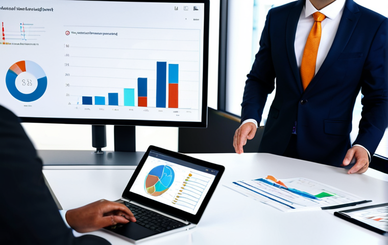 Interactive Business Report**
"A professional business analyst presenting an interactive digital dashboard report to colleagues in a modern office setting, fully clothed in appropriate business attire. The dashboard features clear, simple charts (bar, line, and pie) with accessible color palettes. Focus on user engagement with data filtering and exploration. Safe for work, professional environment, perfect anatomy, correct proportions, well-formed hands, natural pose, modest clothing."
**