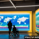 Home 22 데이터 기반 예술 프로젝트의 평가 기준 - A contemporary art gallery scene featuring a large interactive data visualization installation about...