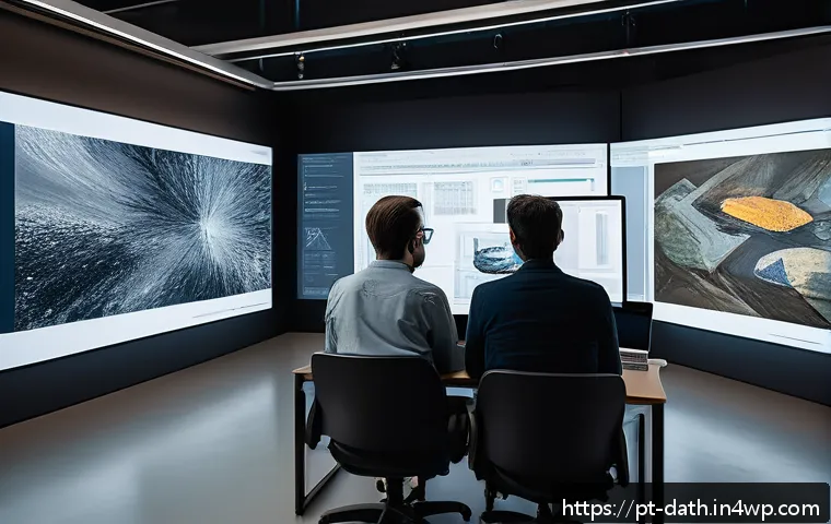데이터 분석을 통한 예술 작품 평가 방법 - A modern art authentication laboratory scene featuring a diverse group of experts analyzing high-res...