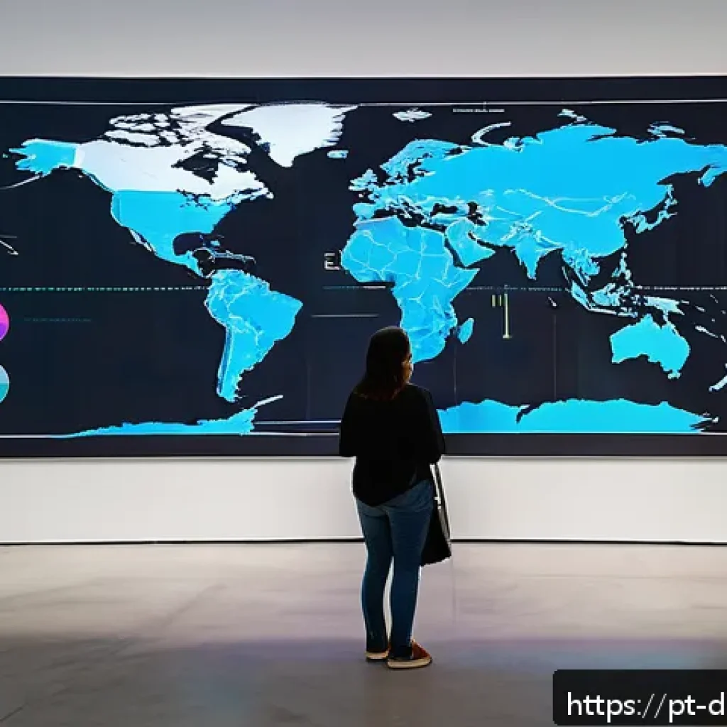 데이터 기반 아트의 문화적 차이 - A vibrant interactive art installation in a modern São Paulo gallery, showcasing colorful data visua...