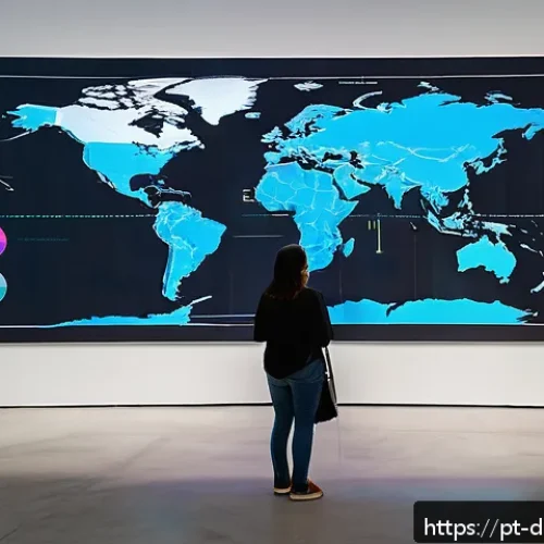 Home 30 데이터 기반 아트의 문화적 차이 - A vibrant interactive art installation in a modern São Paulo gallery, showcasing colorful data visua...